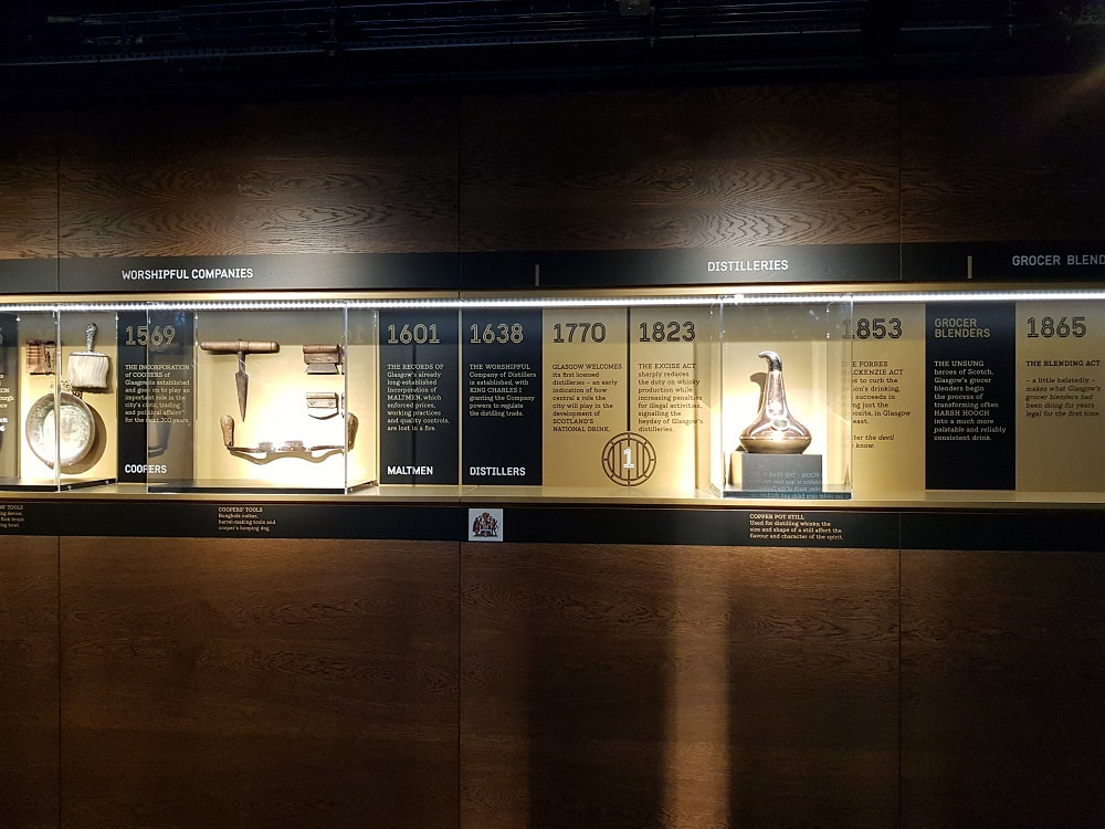 An exhibit of historical whisky related objects 